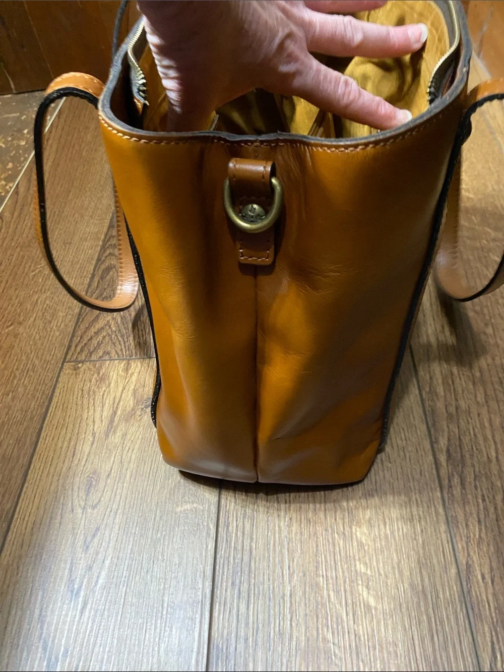 Patricia Nash Tan Leather Chantilly Vintage Satchel Shoulder Bag